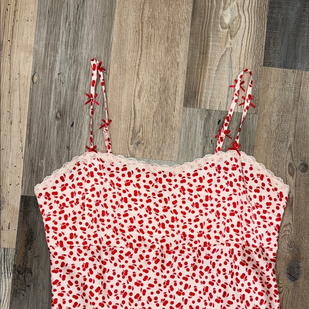 Cherry Lace Trim Slip Dress - Picture 2 of 6